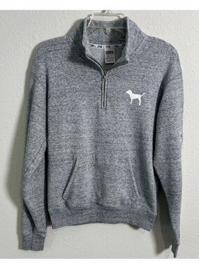 PINK Victorias Secret Womens XS Gray Long Sleeve Quarter Zip Pullover Sweatshirt